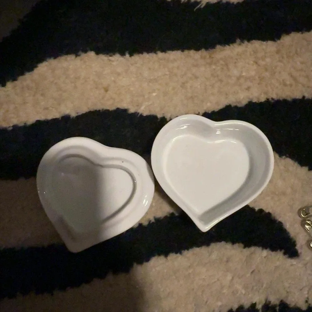 Vintage Heart Shaped Floral Porcelain Trinket Box | Jewelry Ring Keepsake Box